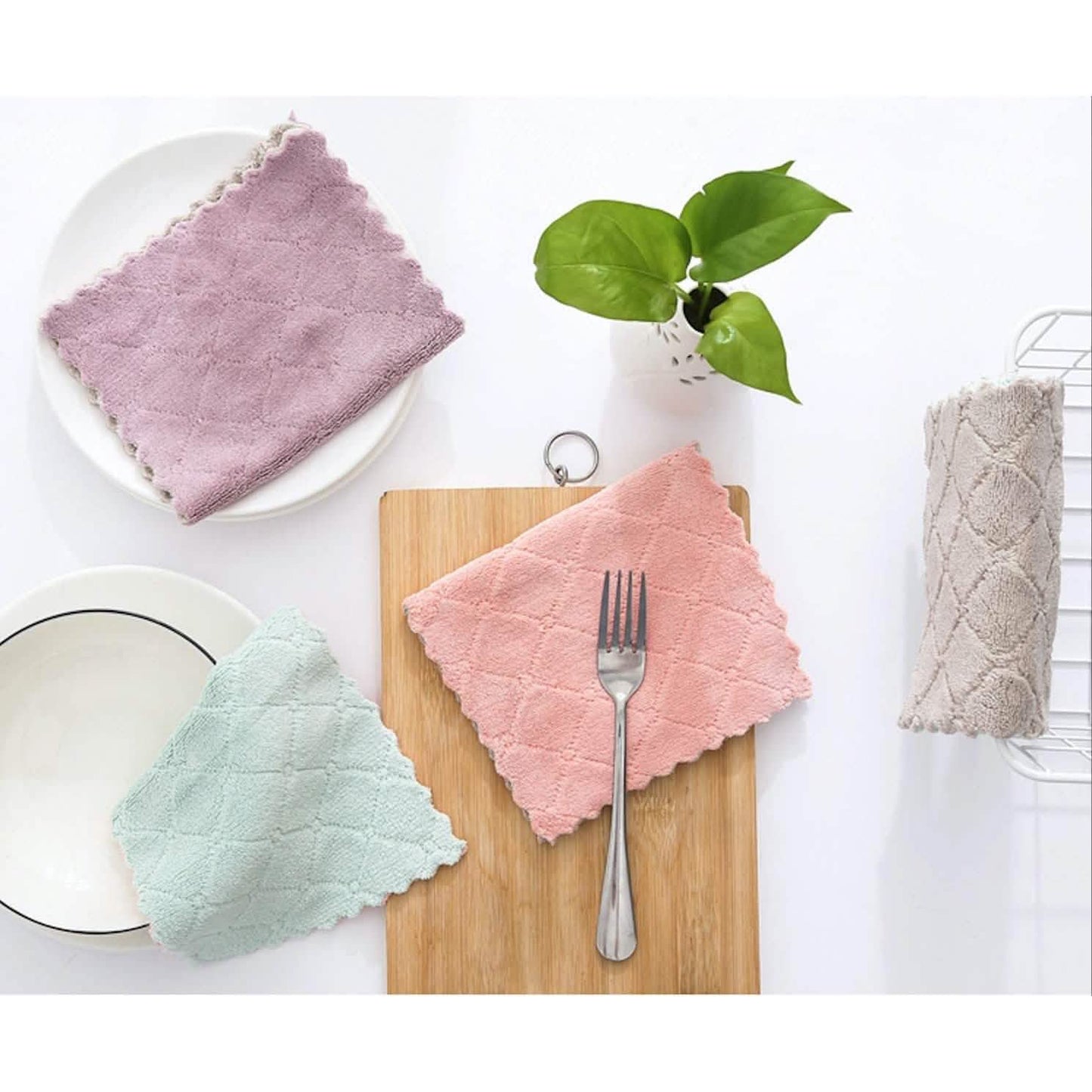 Coral Velvet Kitchen Towels