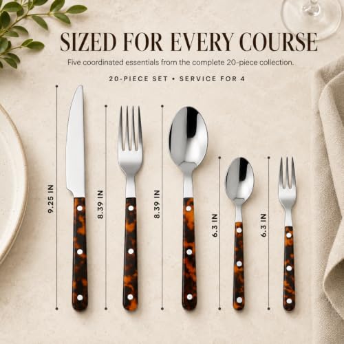 20 Piece Tortoise Design Flateware