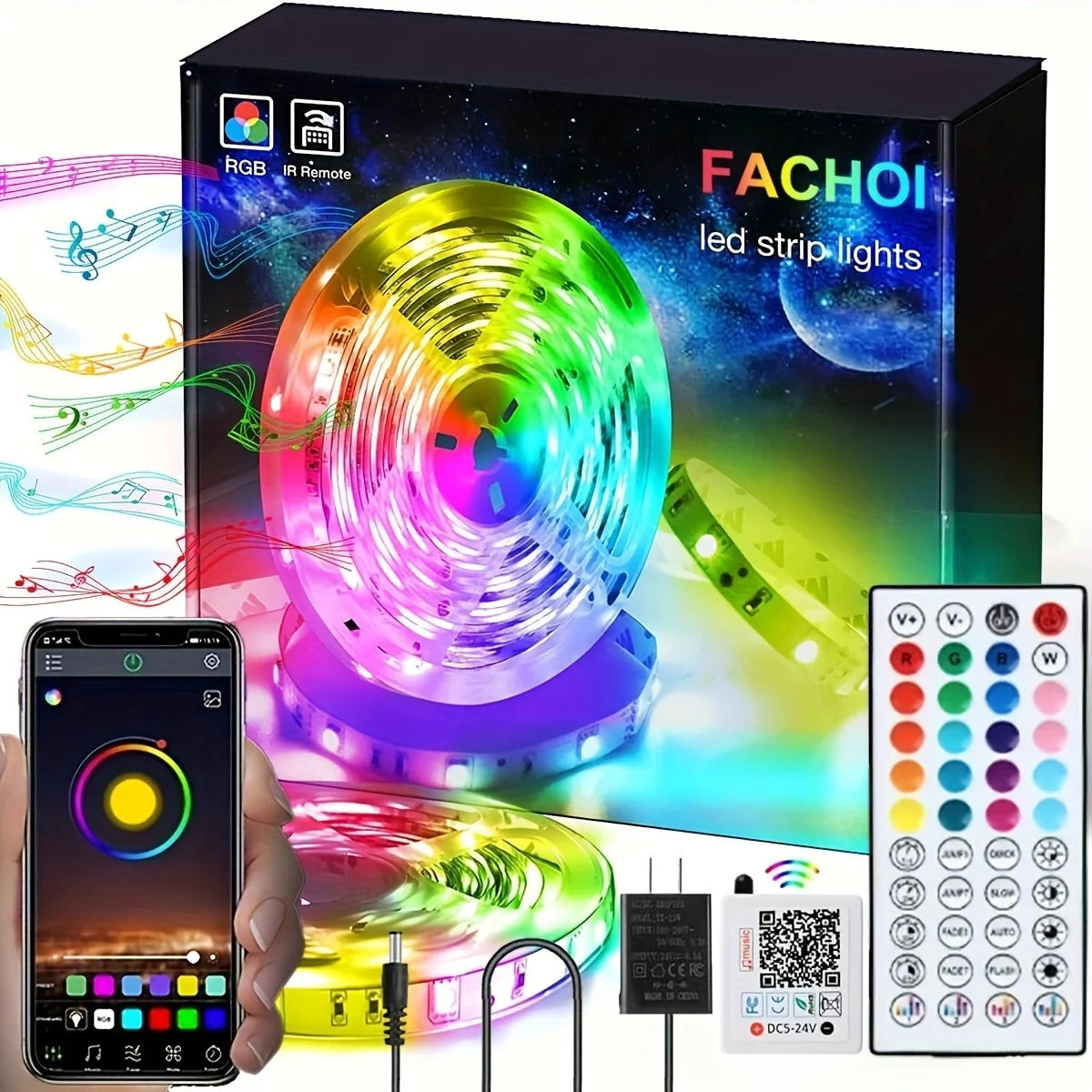 Long LED Strip Lights with 44 Key Remote