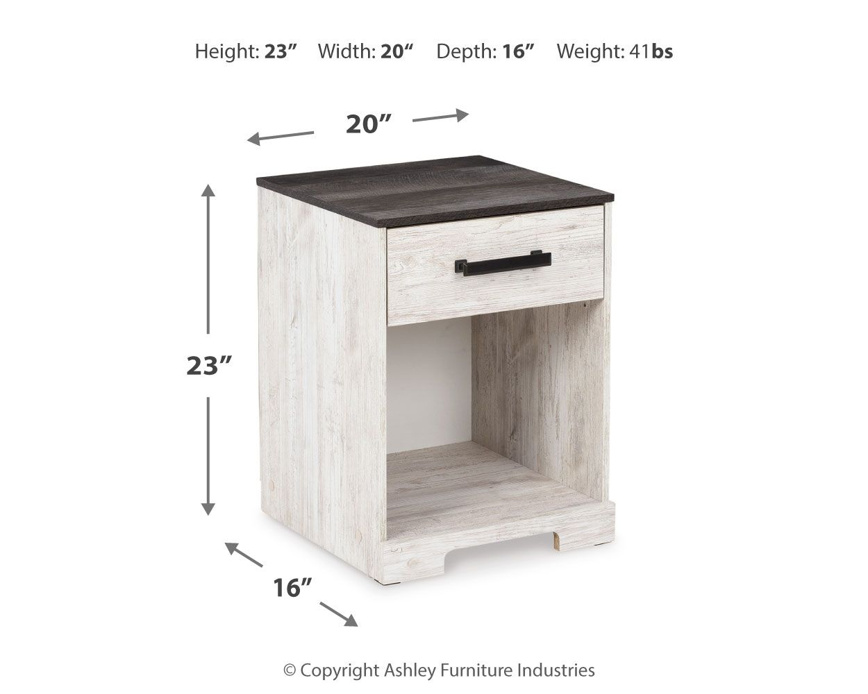One Drawer Night Stand with Open Cubby