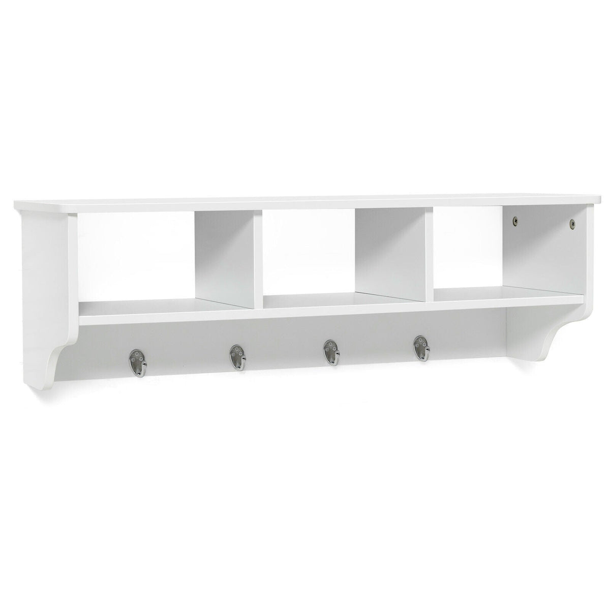 Wall Mount Entryway Storage Shelf with Hooks