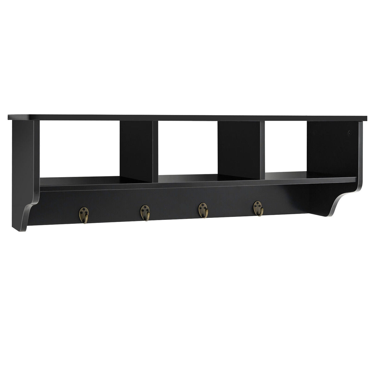Wall Mount Entryway Storage Shelf with Hooks