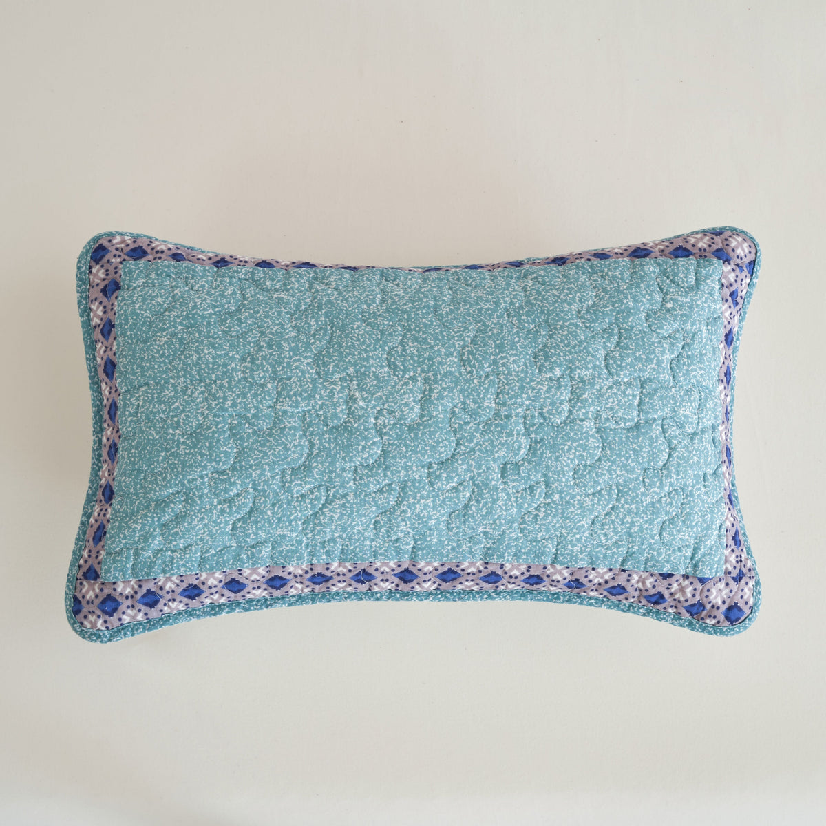 Turquoise Patchwork Border Pillow Sham