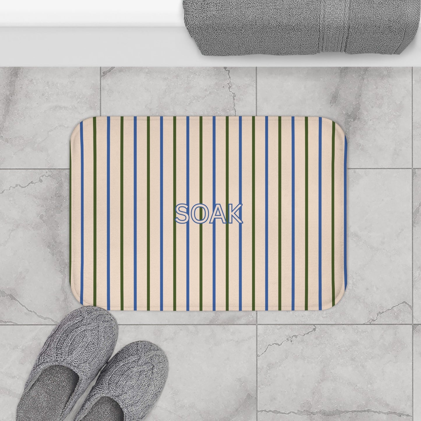 Blue & Beige Spa Bathroom Rug