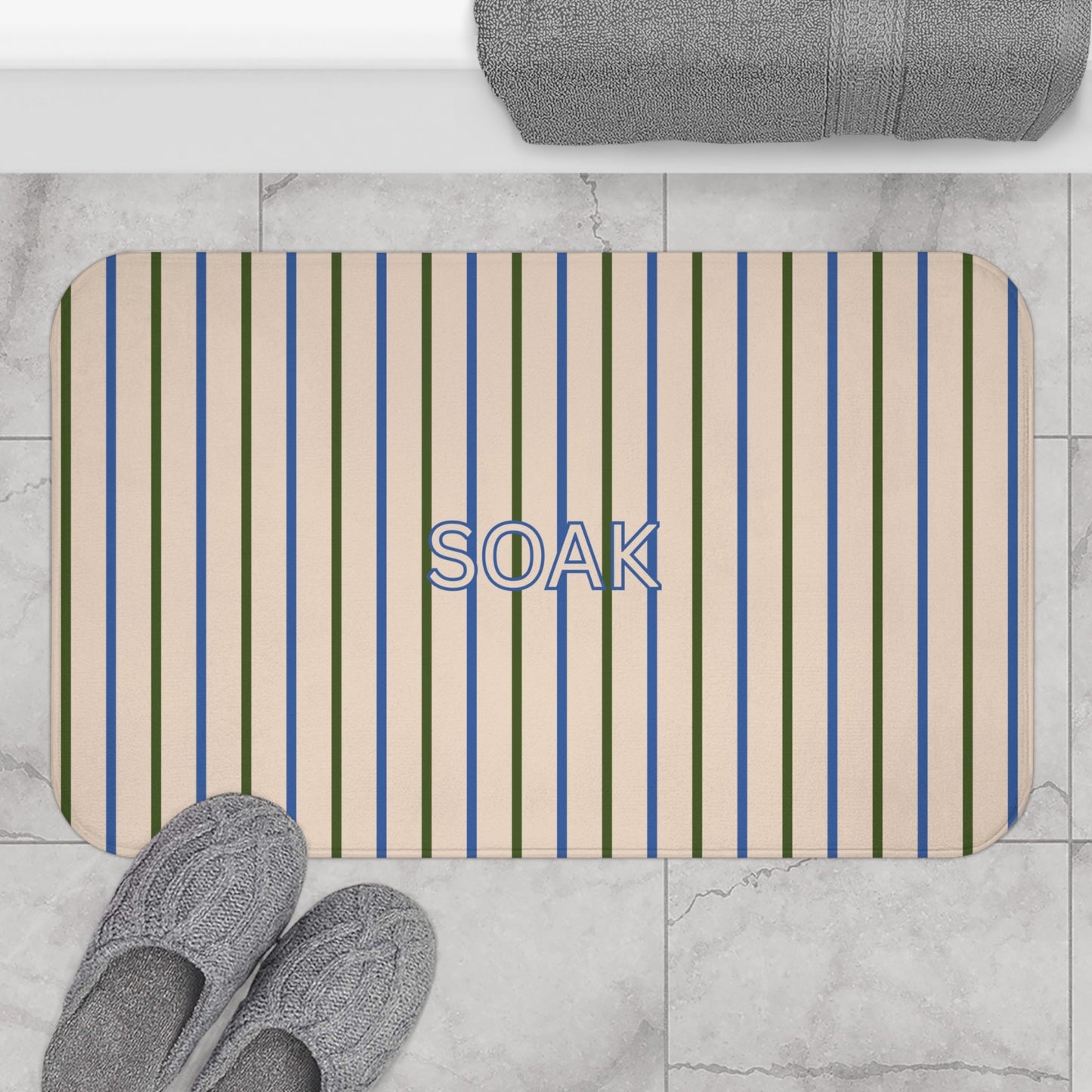 Blue & Beige Spa Bathroom Rug