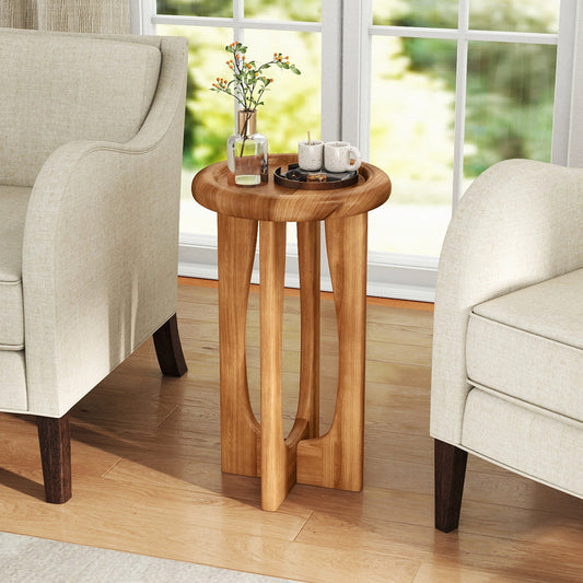 Farmhouse End Table with Round Tray Top