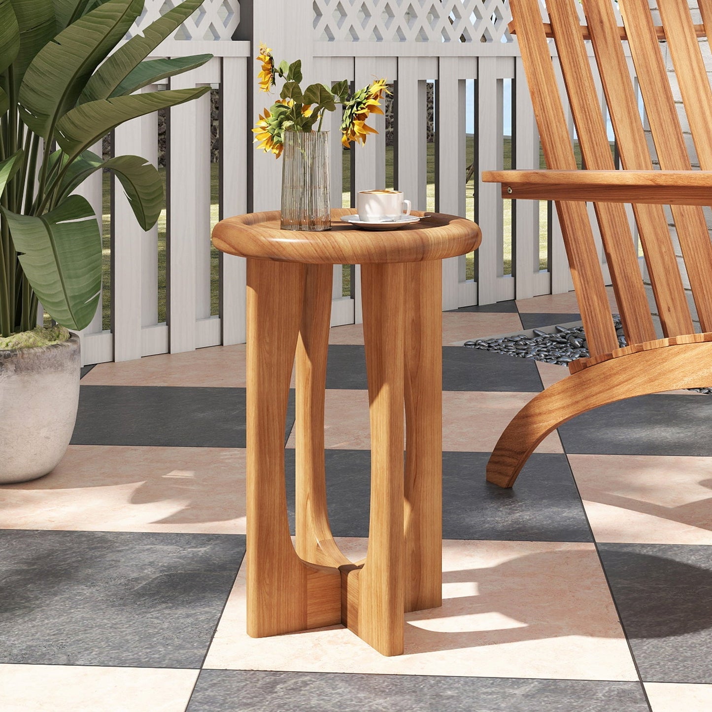 Farmhouse End Table with Round Tray Top