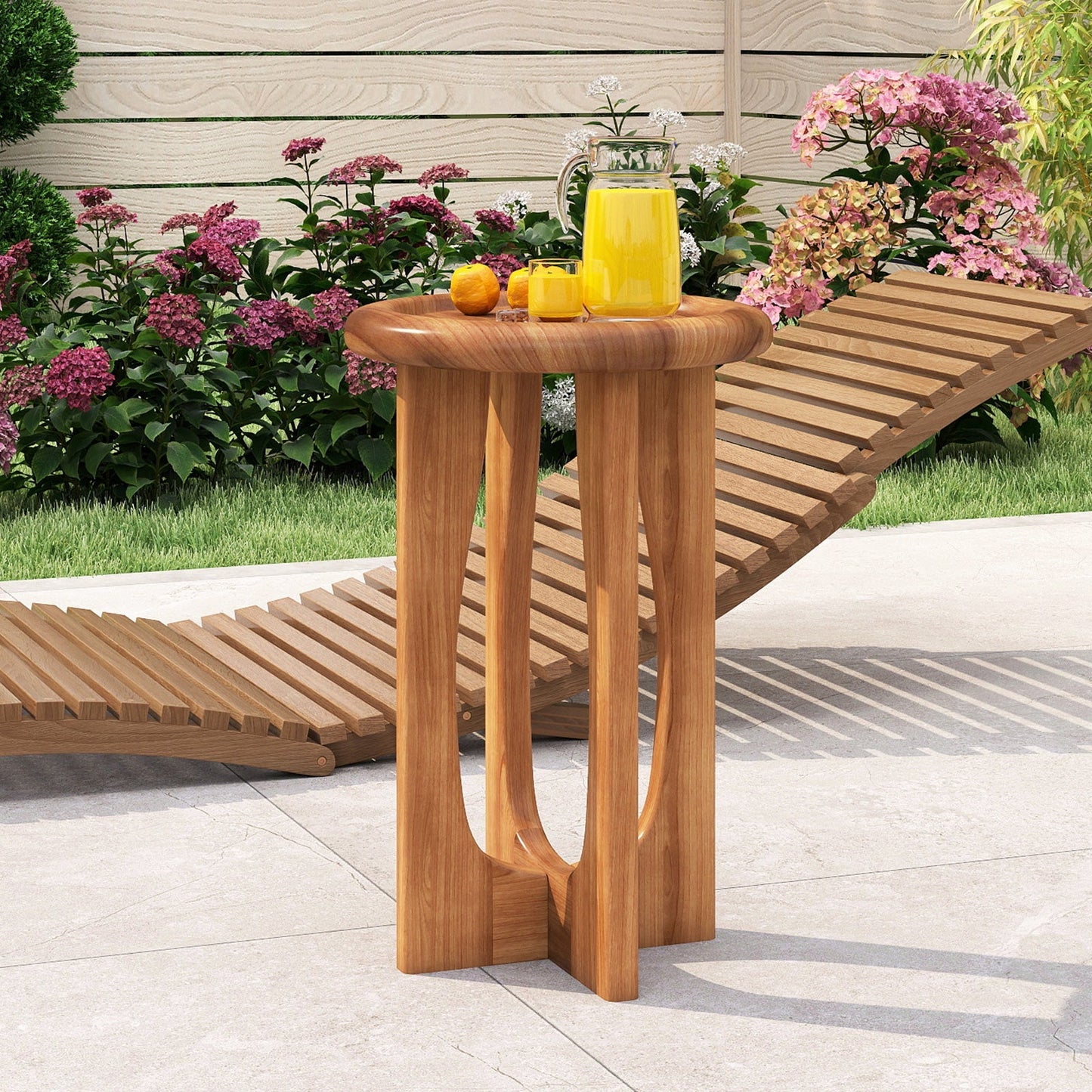 Farmhouse End Table with Round Tray Top