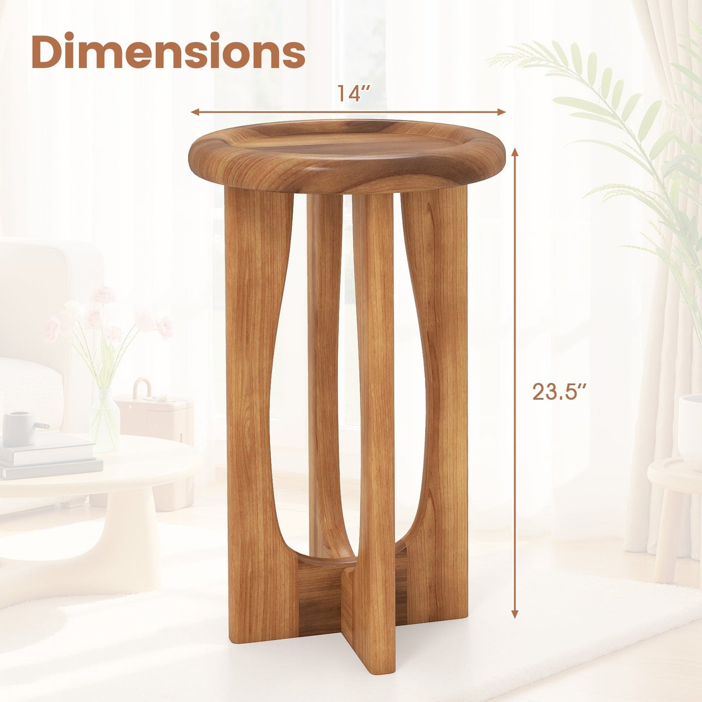 Farmhouse End Table with Round Tray Top