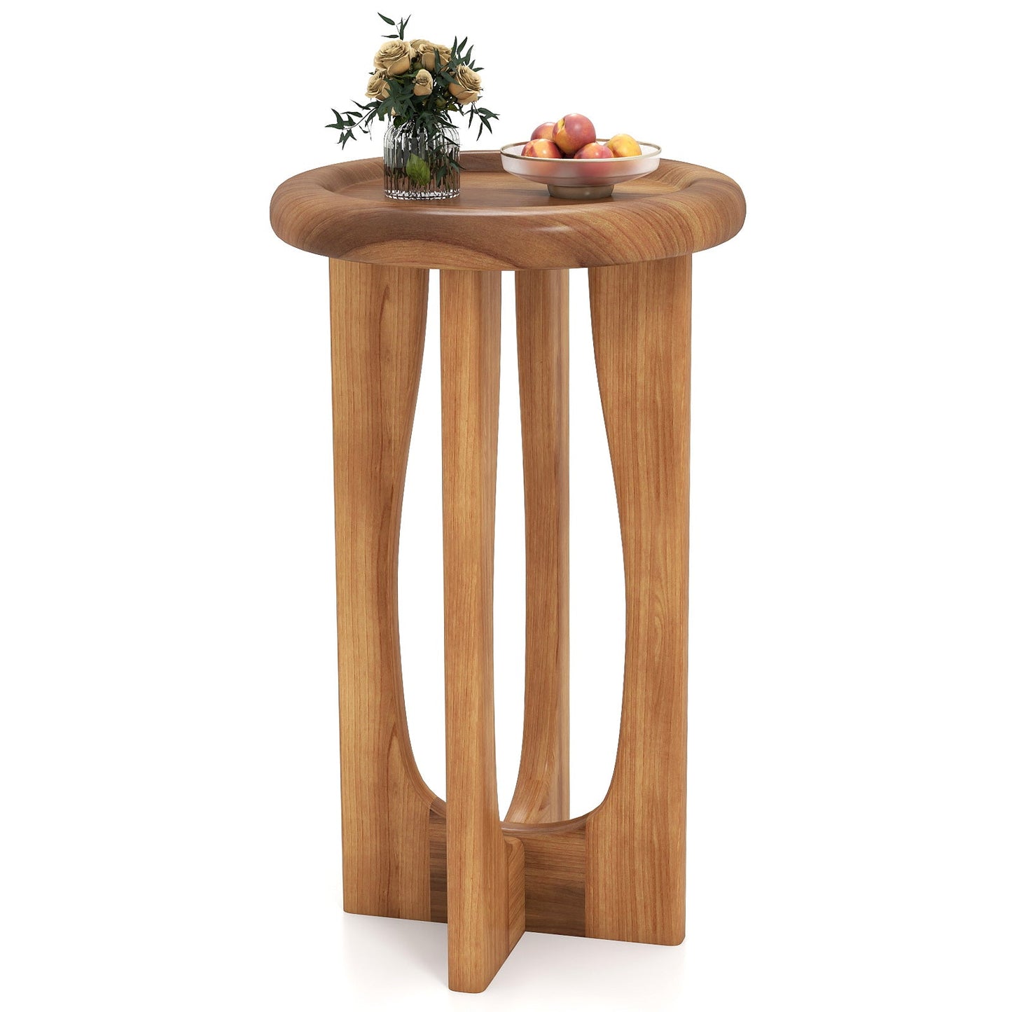 Farmhouse End Table with Round Tray Top