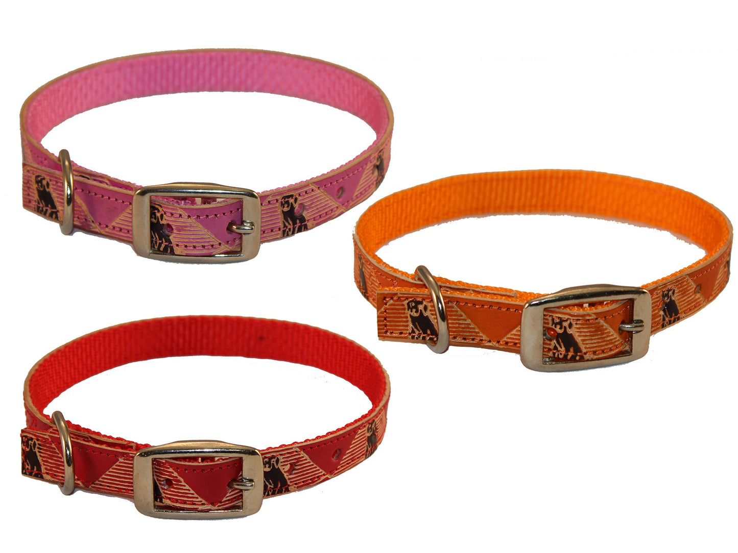 Hand Painted Leather Over Nylon Dog Collar