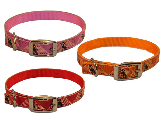 Hand Painted Leather Over Nylon Dog Collar