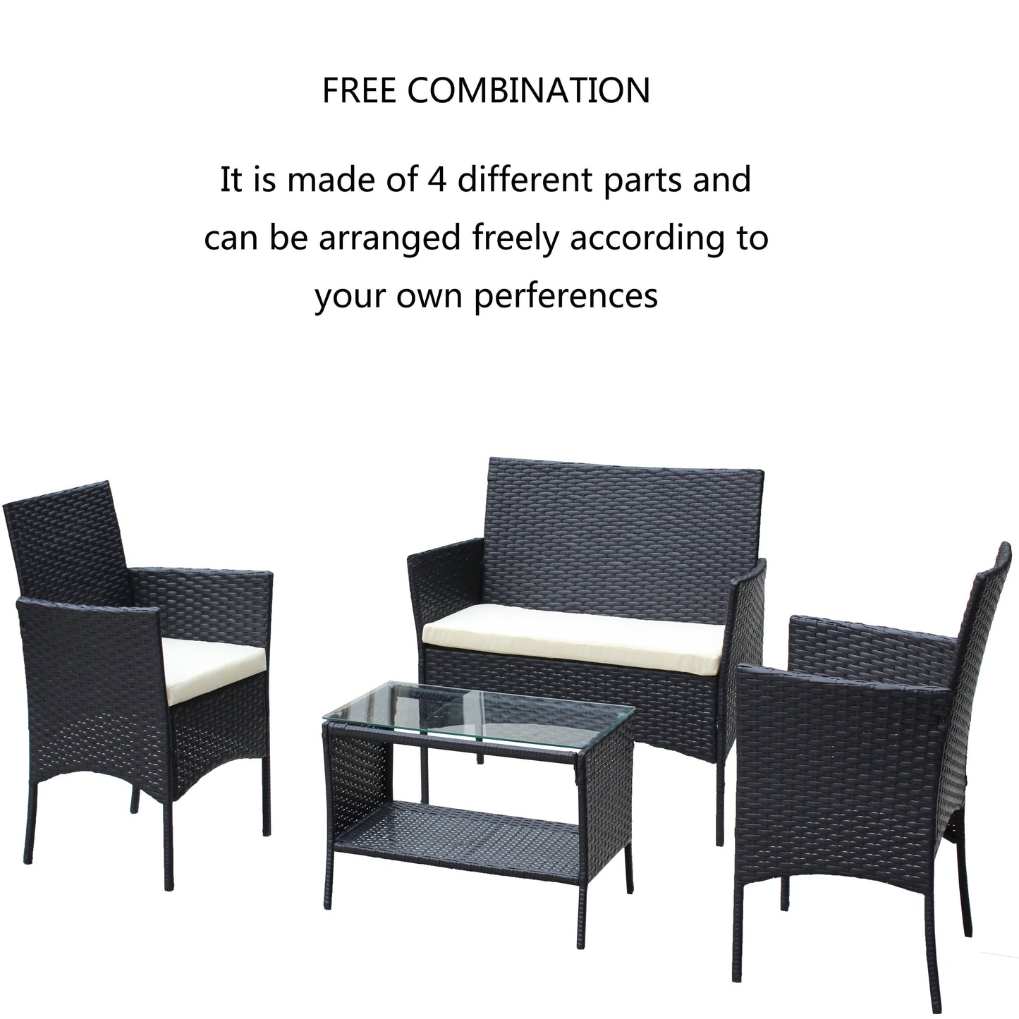 4 Piece Rattan Patio Furniture Set