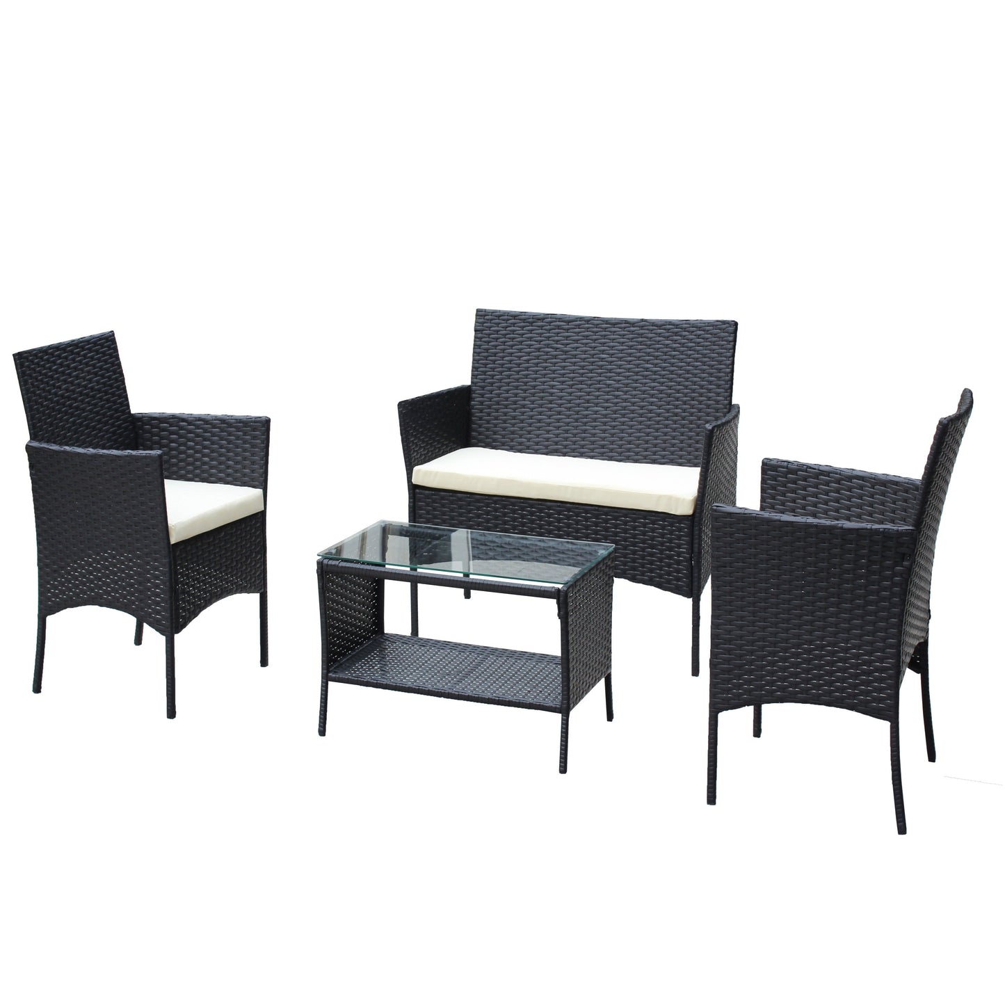 4 Piece Rattan Patio Furniture Set