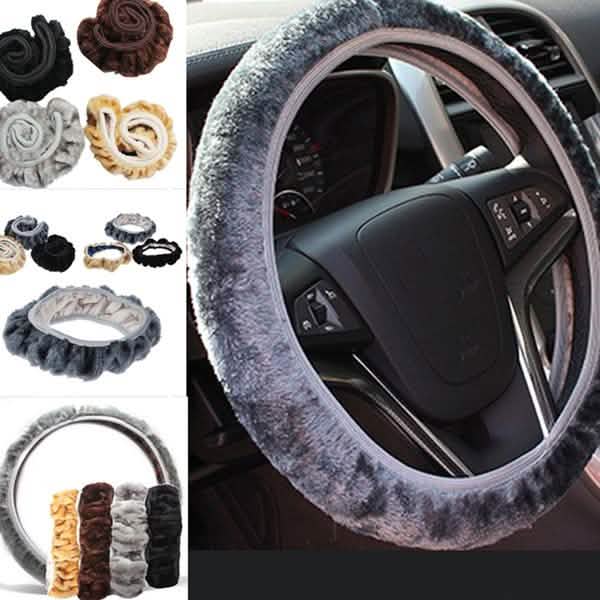 Plush Two Piece Steering Wheel Cover