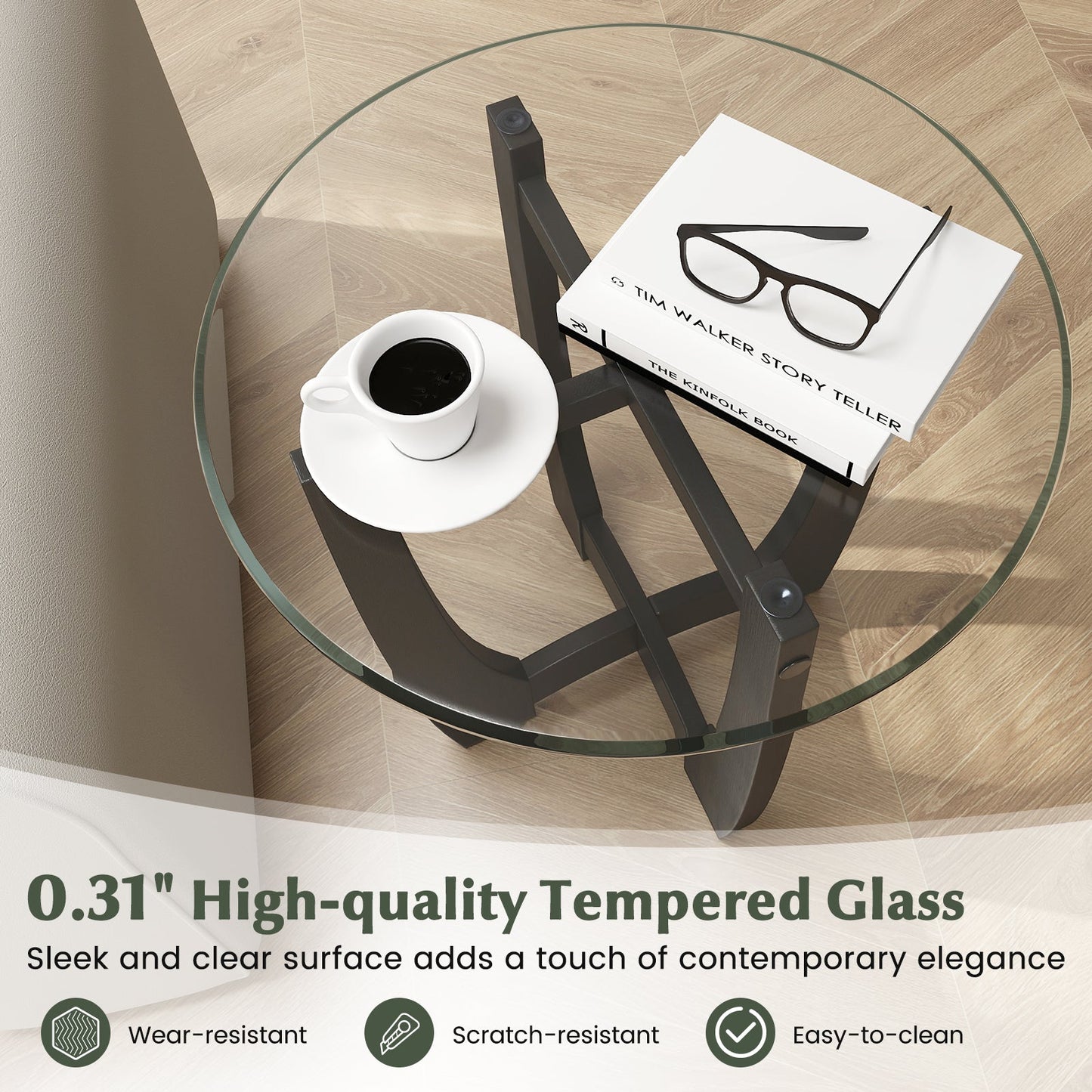 Tempered Glass Top Side Table
