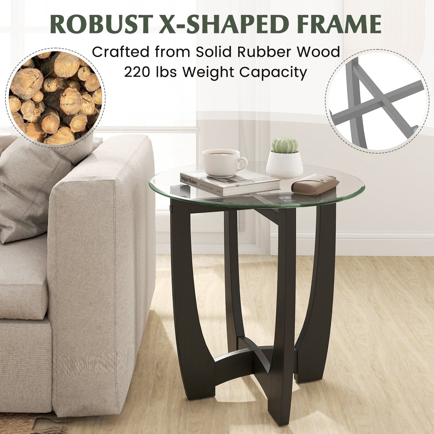 Tempered Glass Top Side Table