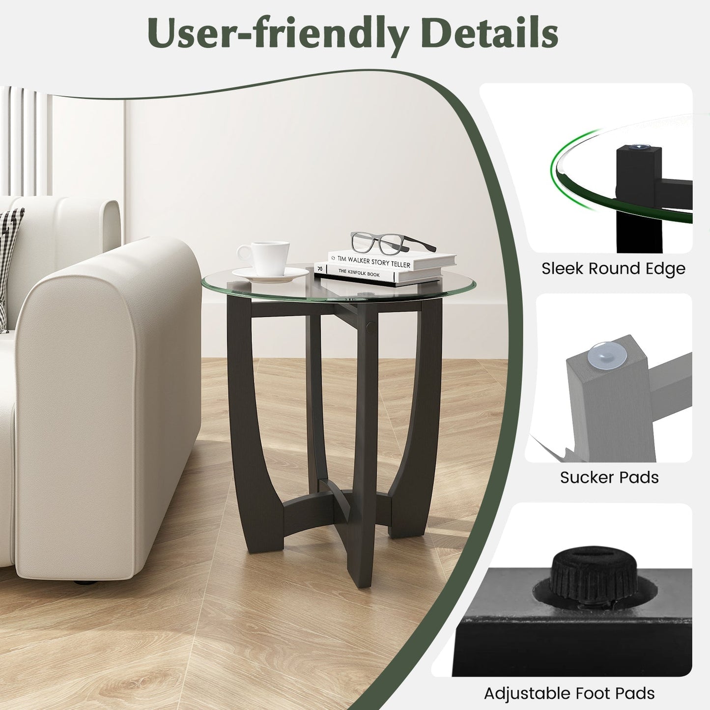 Tempered Glass Top Side Table
