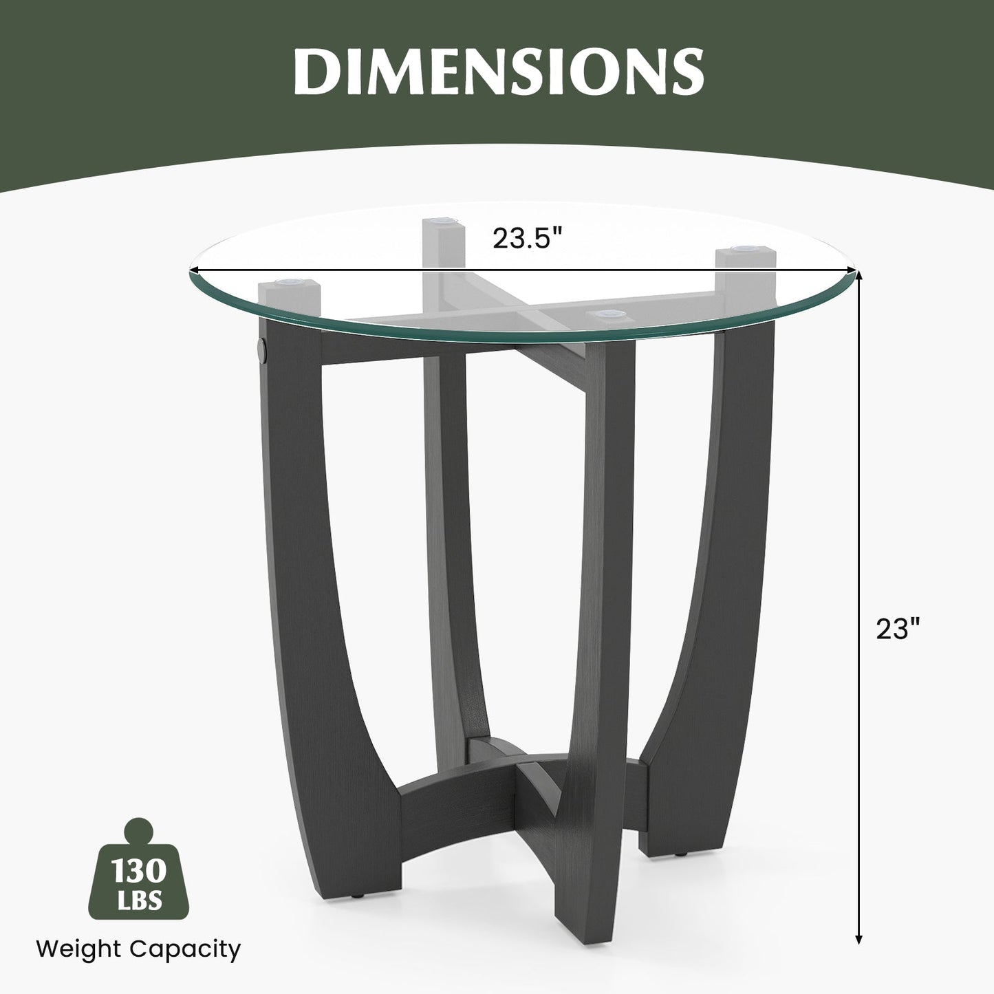 Tempered Glass Top Side Table