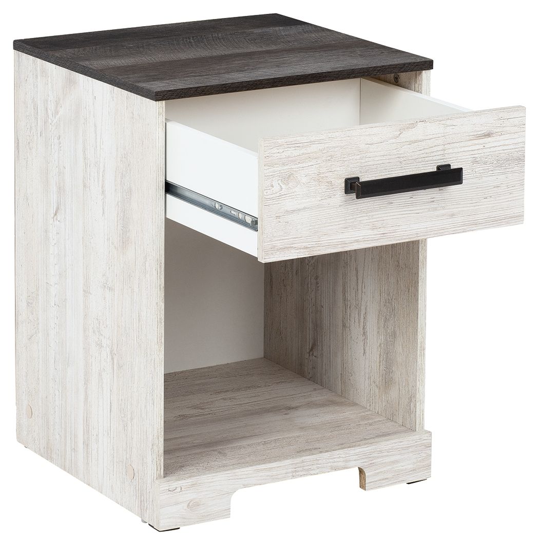 One Drawer Night Stand with Open Cubby