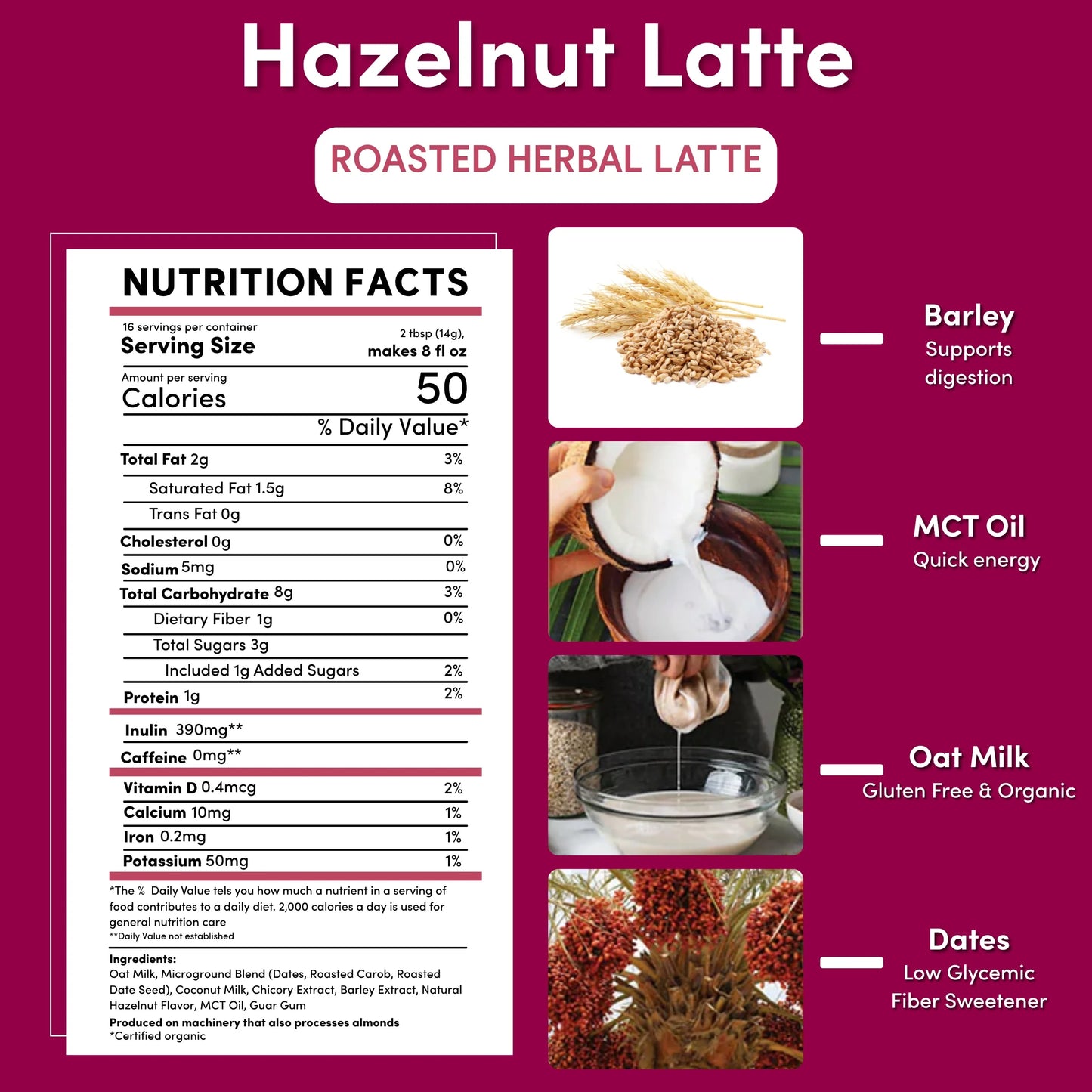 Instant Hazelnut Herbal Latte