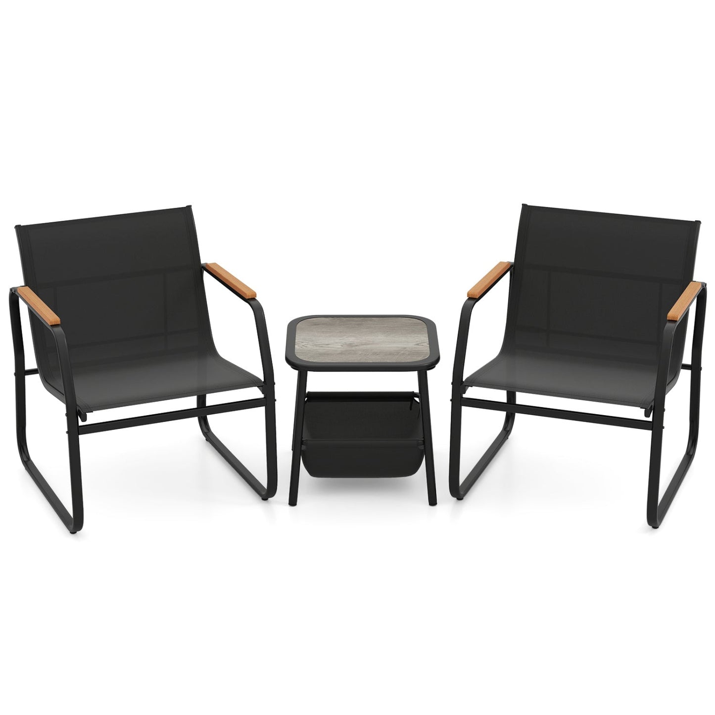 3 Piece Outdoor Bistro Set-Brown