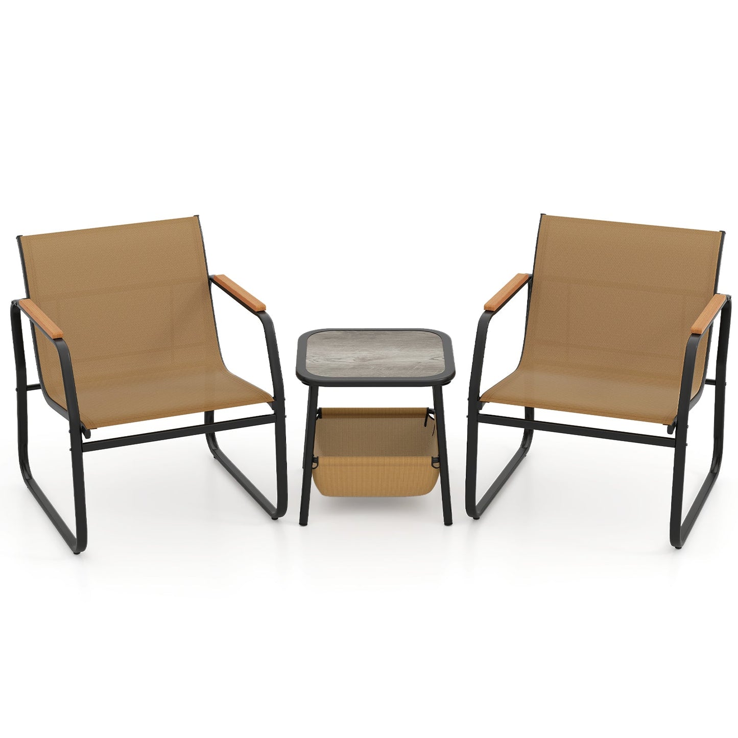3 Piece Outdoor Bistro Set-Brown