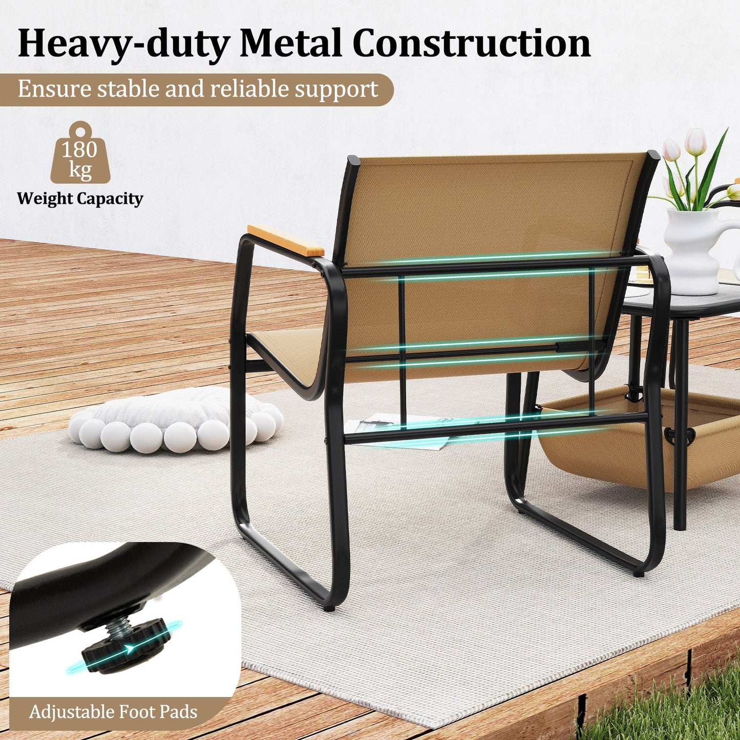 3 Piece Outdoor Bistro Set-Brown