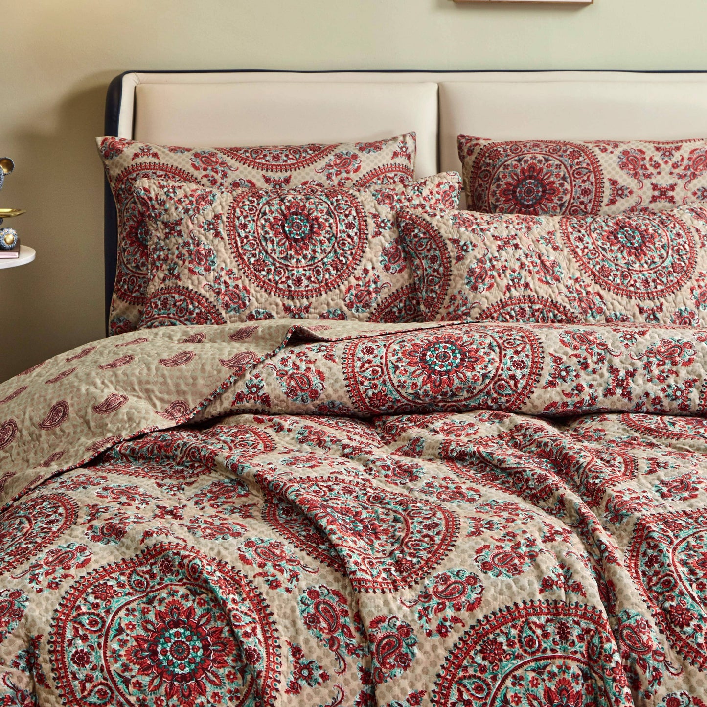 Paisley Taupe Quilted Pillow Sham