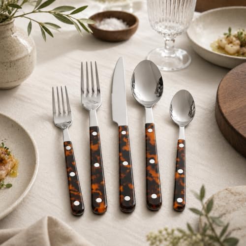 20 Piece Tortoise Design Flateware