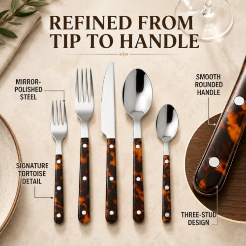 20 Piece Tortoise Design Flateware