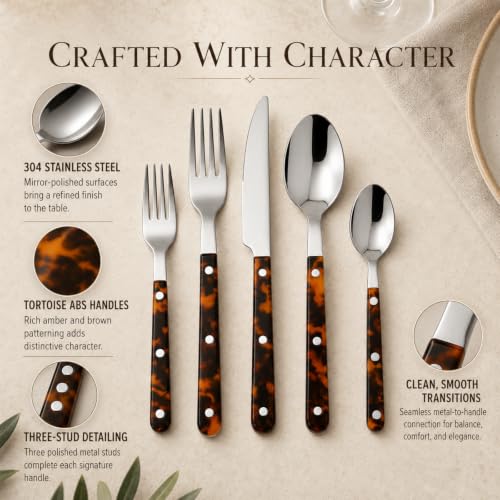 20 Piece Tortoise Design Flateware