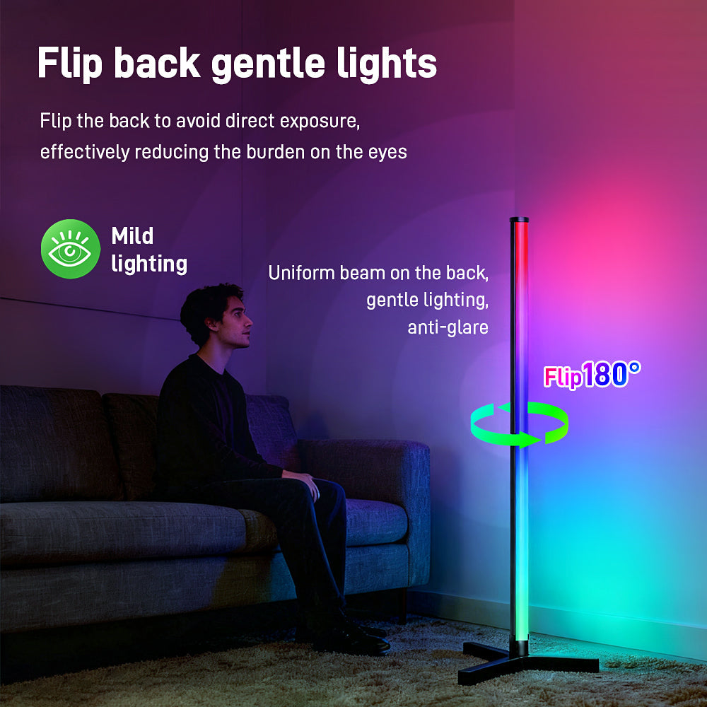 RGB LED Corner Floor Lamp, flip 180°