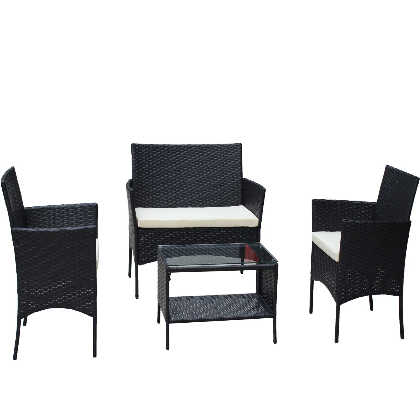 4 Piece Rattan Patio Furniture Set