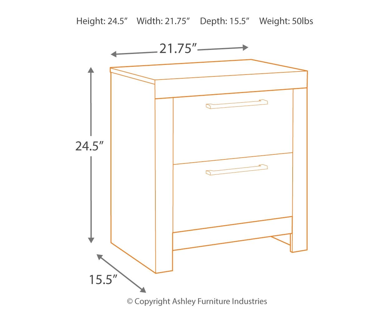 Two- Drawer Night Stand - Multi Gray