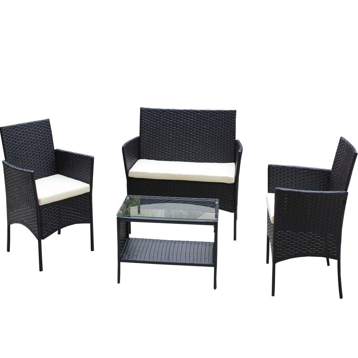 4 Piece Rattan Patio Furniture Set