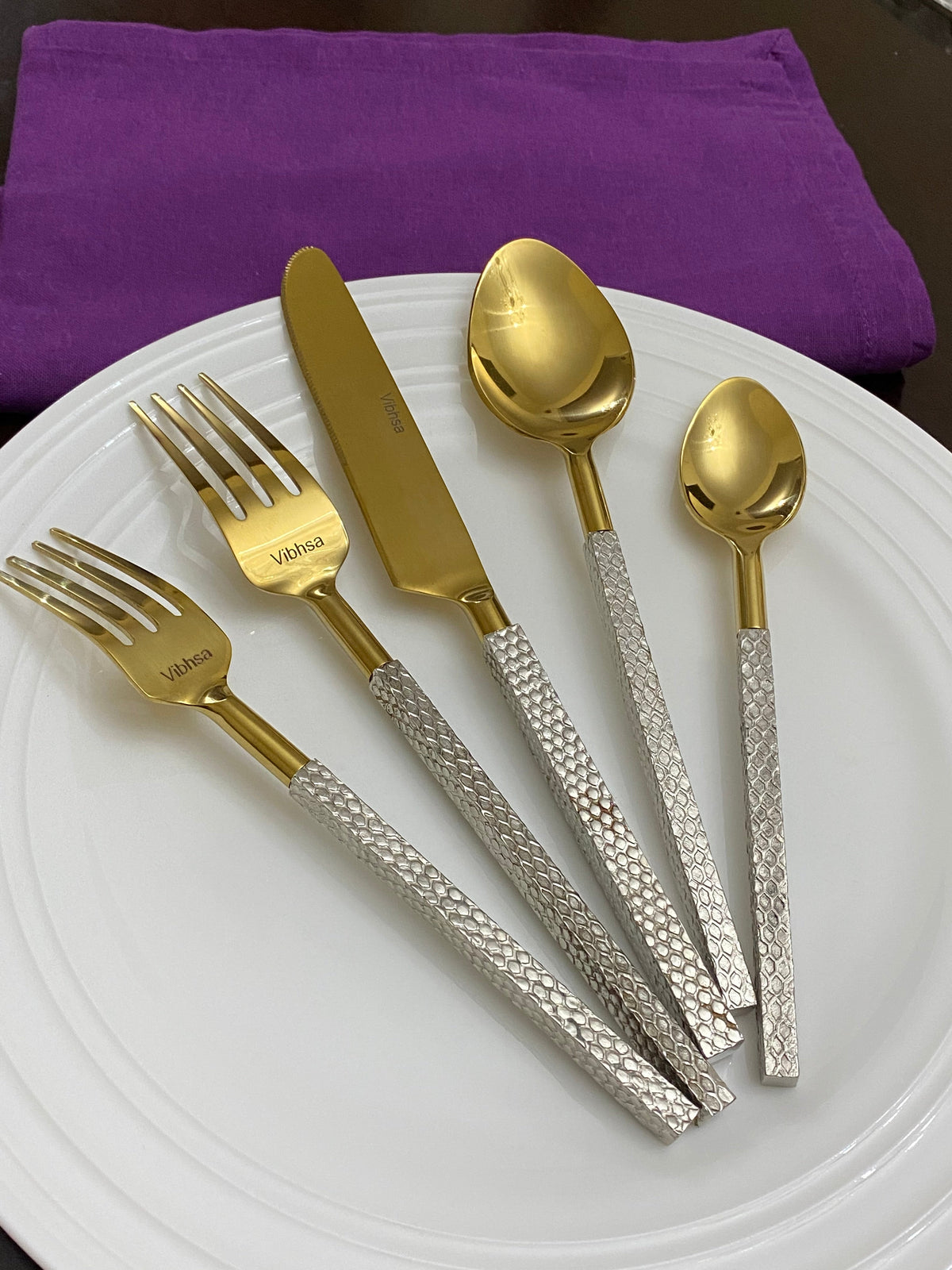 Vibhsa Designer Gold Stainless Steel Flatware Set