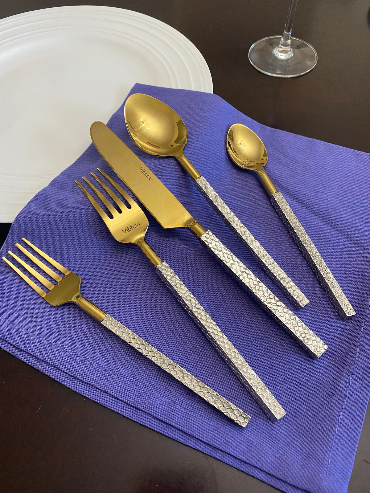 Vibhsa Designer Gold Stainless Steel Flatware Set