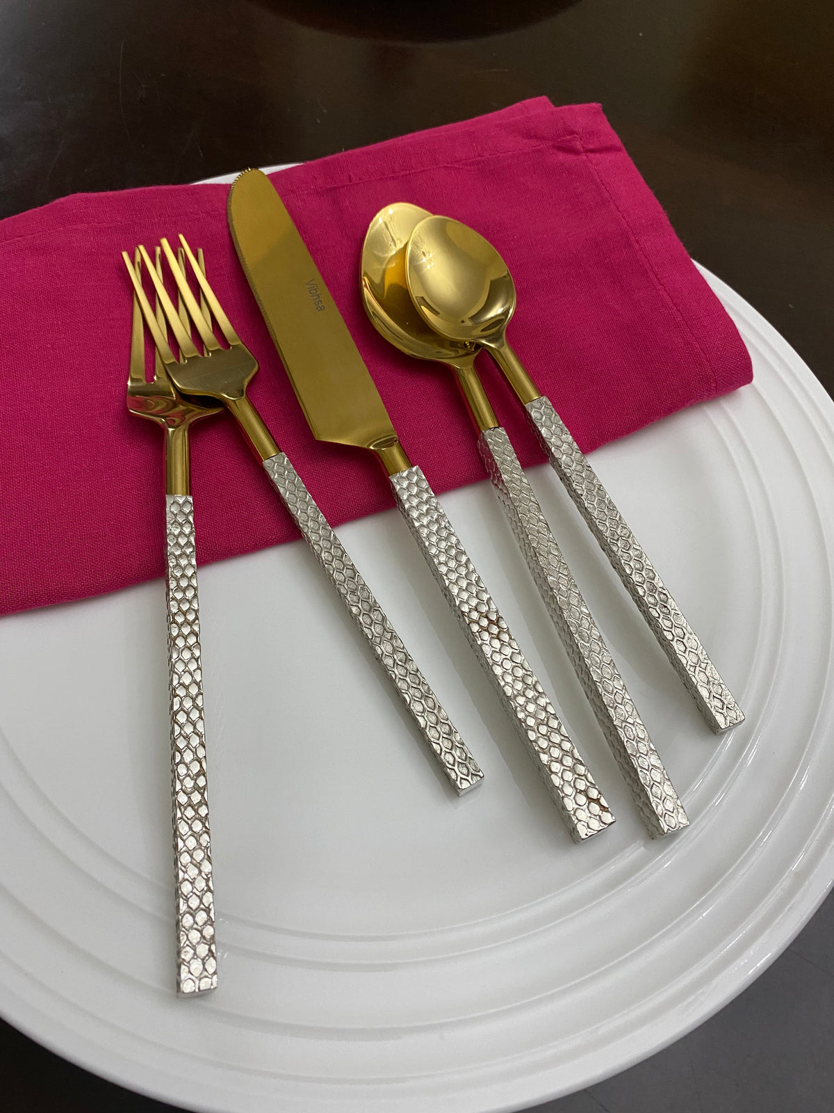 Vibhsa Designer Gold Stainless Steel Flatware Set