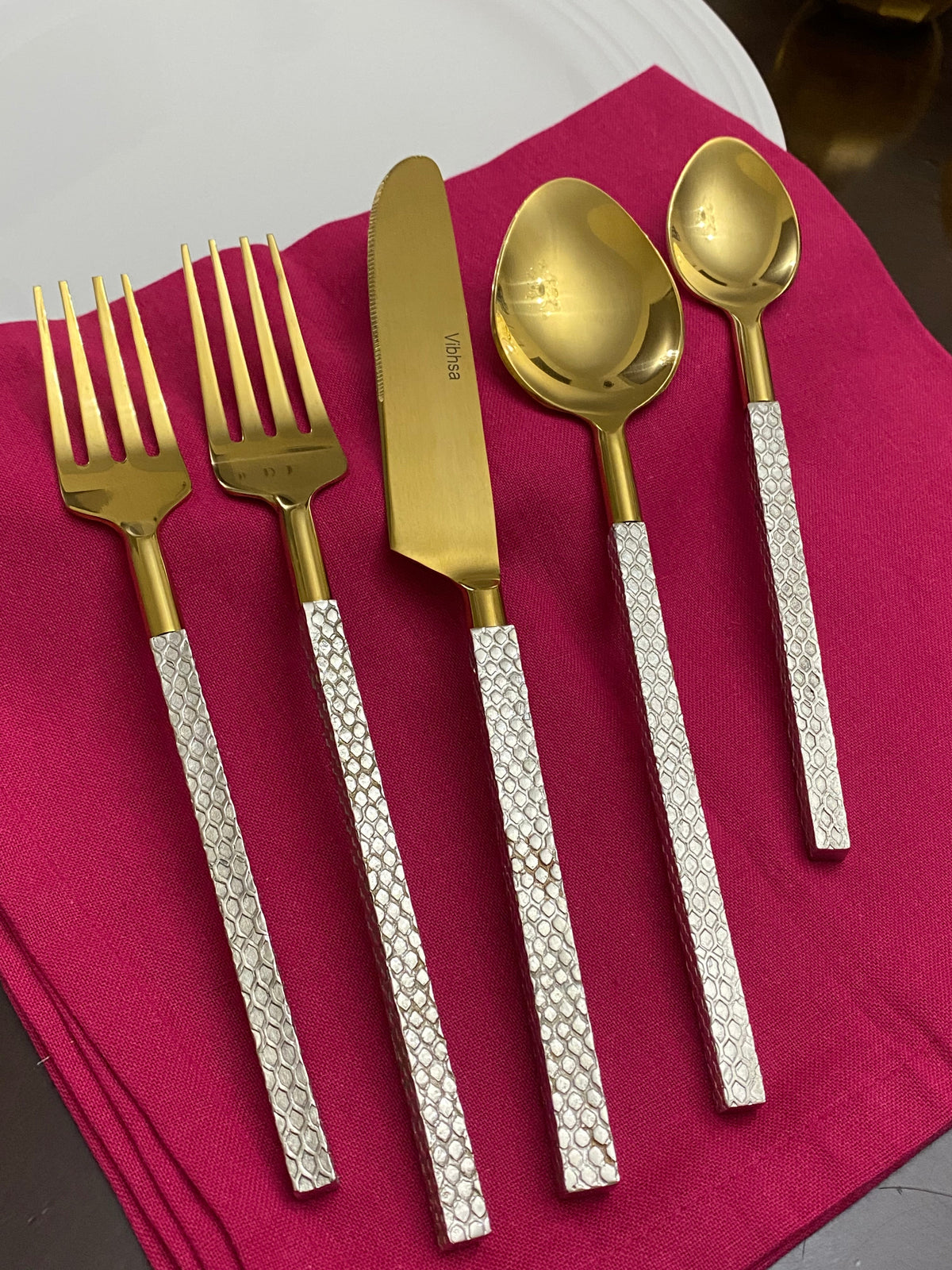 Vibhsa Designer Gold Stainless Steel Flatware Set