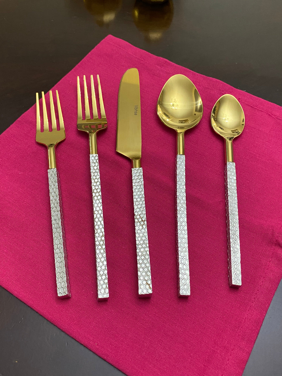 Vibhsa Designer Gold Stainless Steel Flatware Set