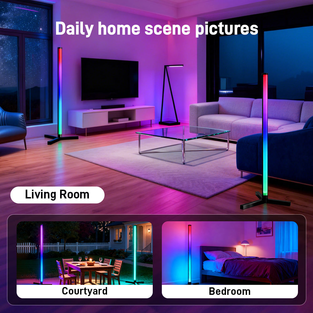 RGB LED Corner Floor Lamp, flip 180°