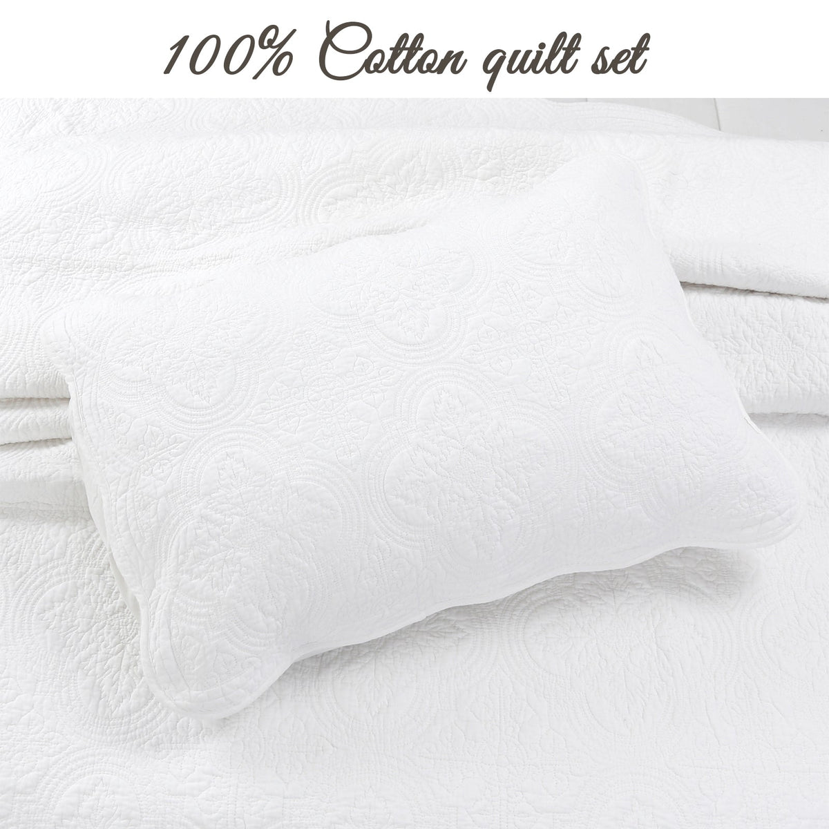 Serenity White Reversible Quilt Set