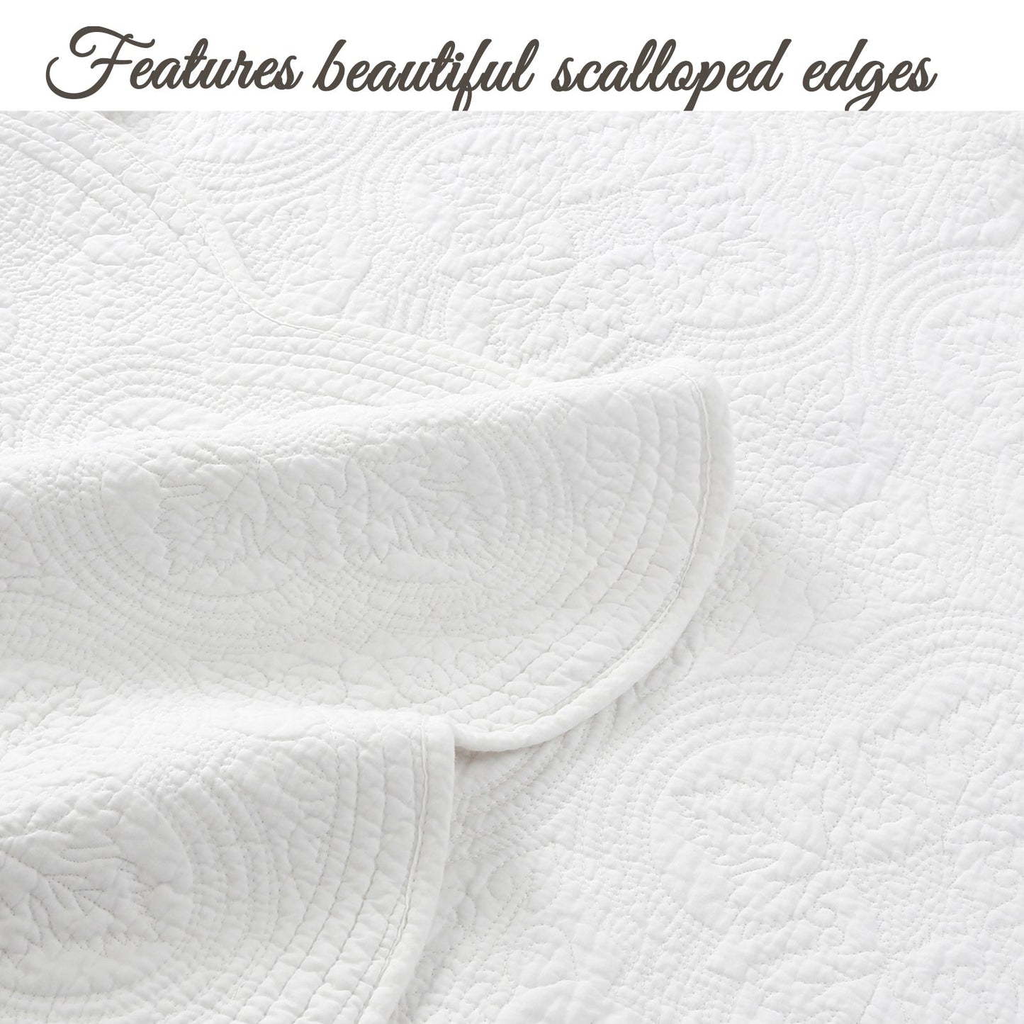 Serenity White Reversible Quilt Set
