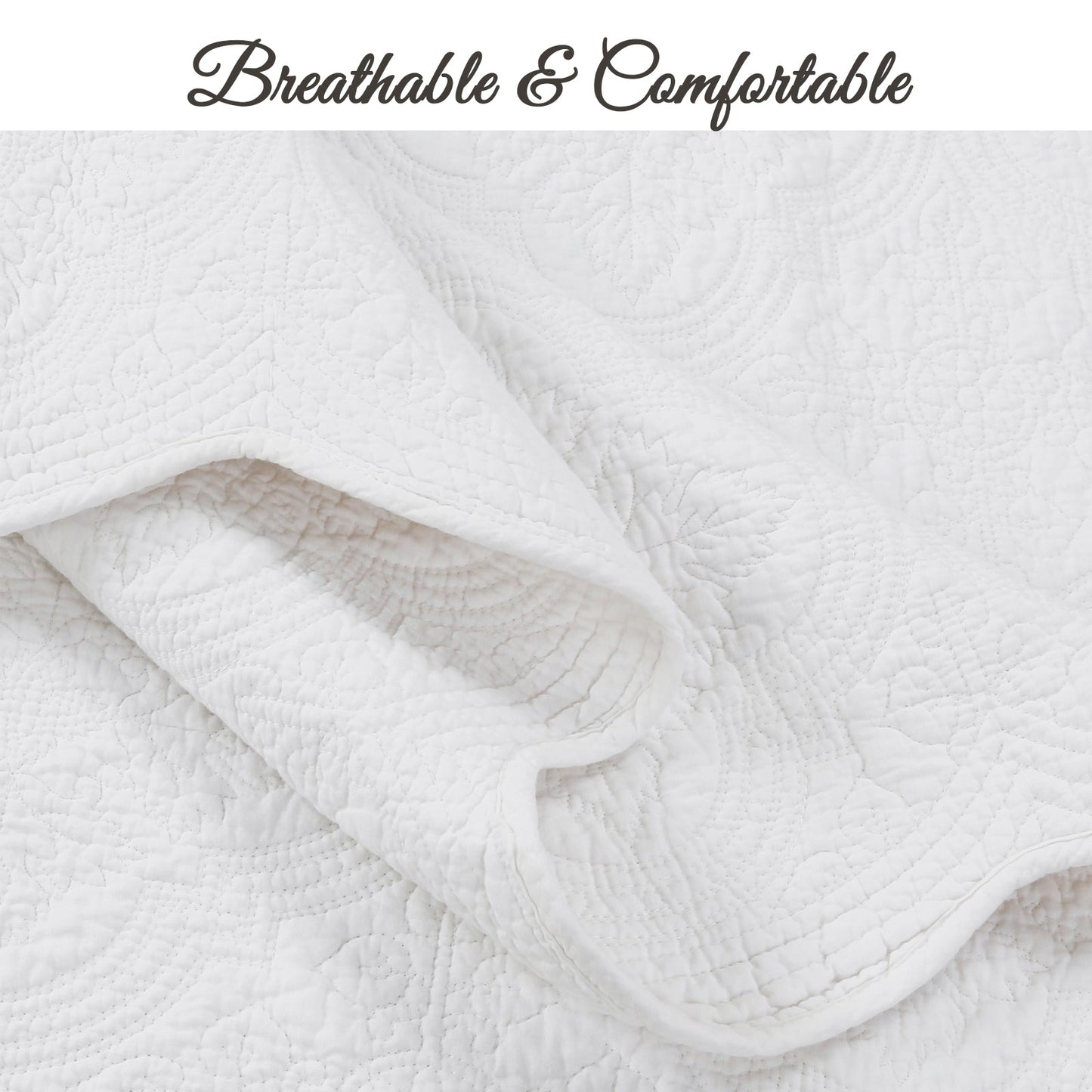 Serenity White Reversible Quilt Set