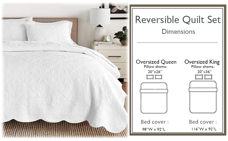 Serenity White Reversible Quilt Set