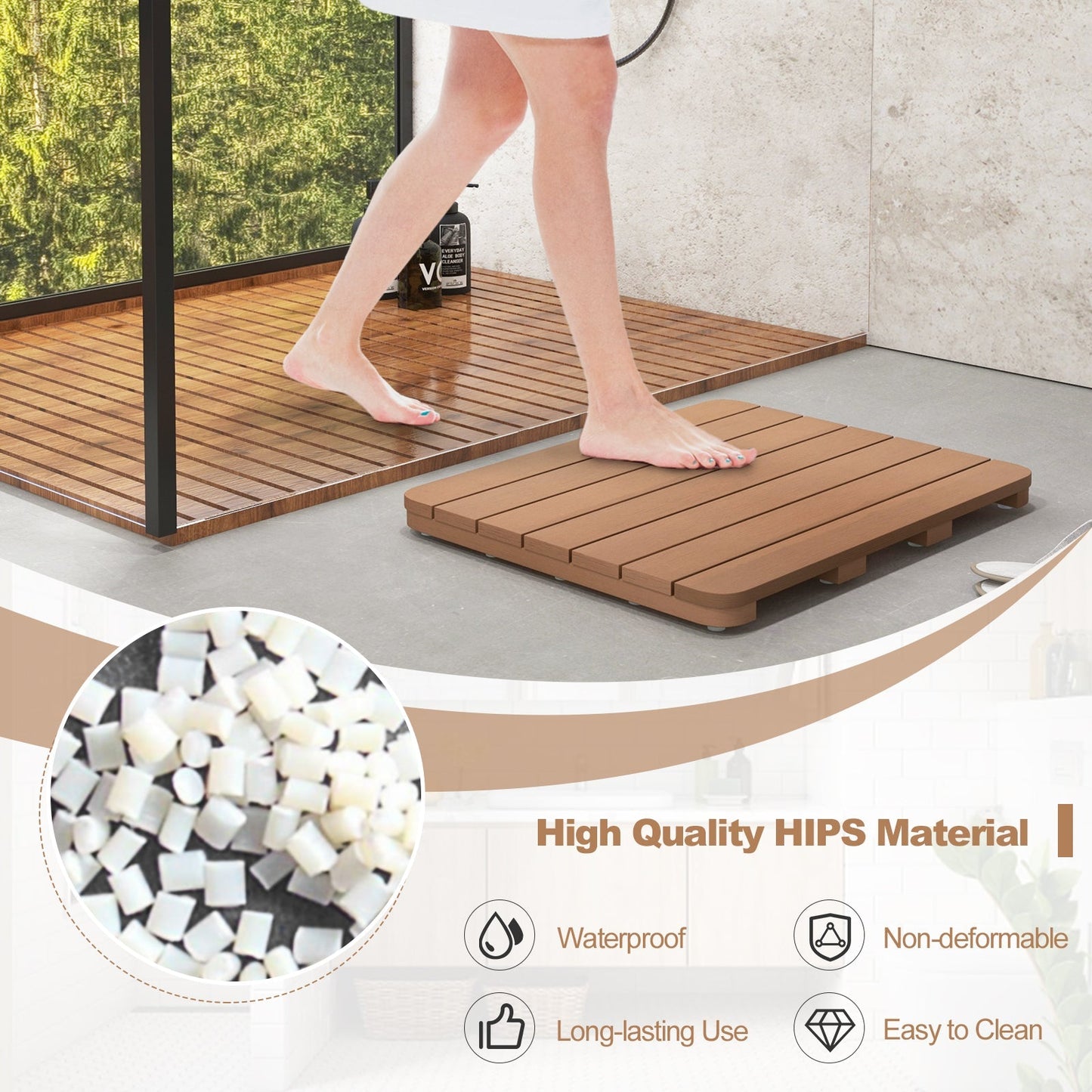 Bath Spa Shower Mat with Non-Slip Pads