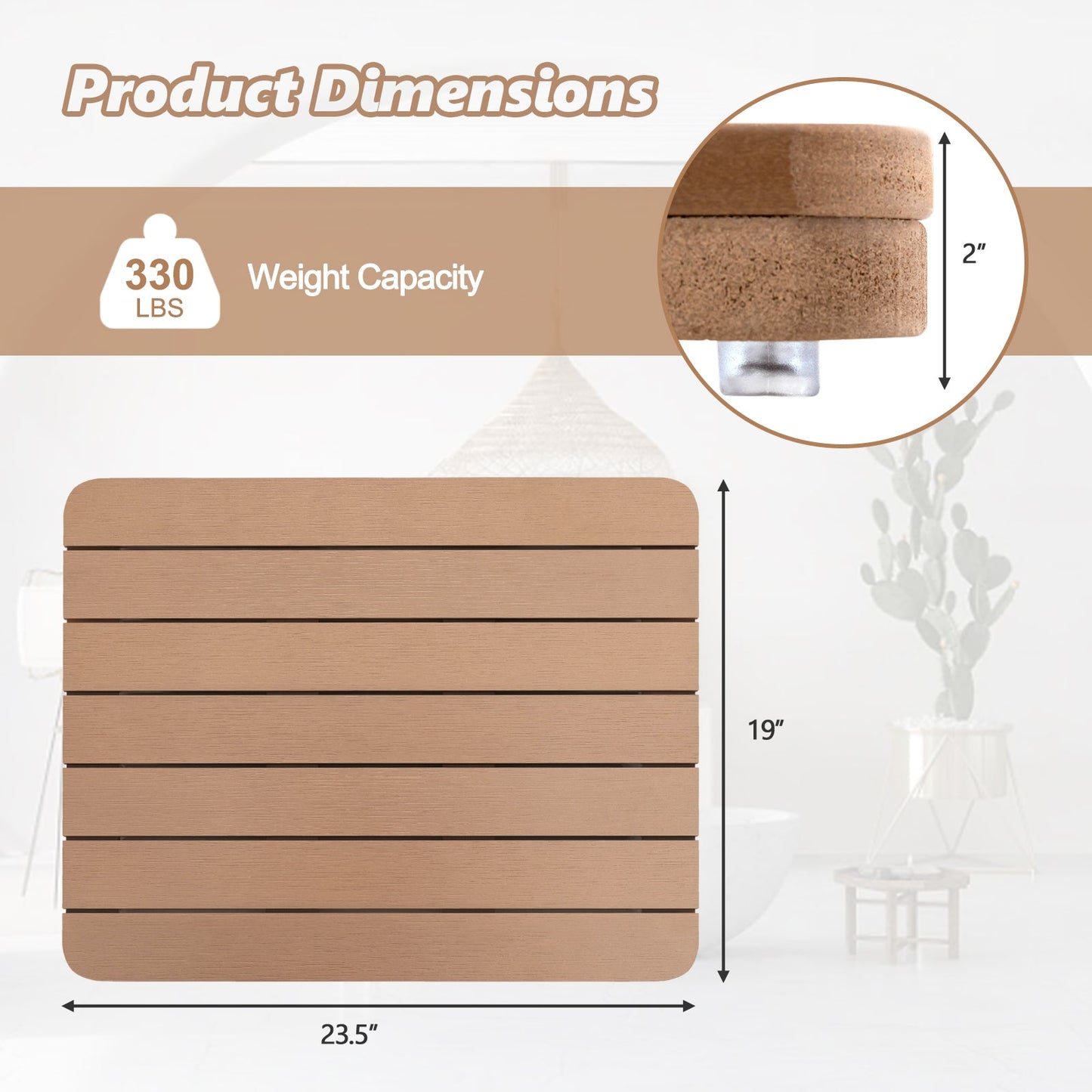 Bath Spa Shower Mat with Non-Slip Pads