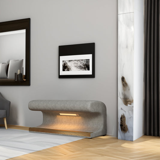 Leather Upholstered Bench with LED Sensor Light