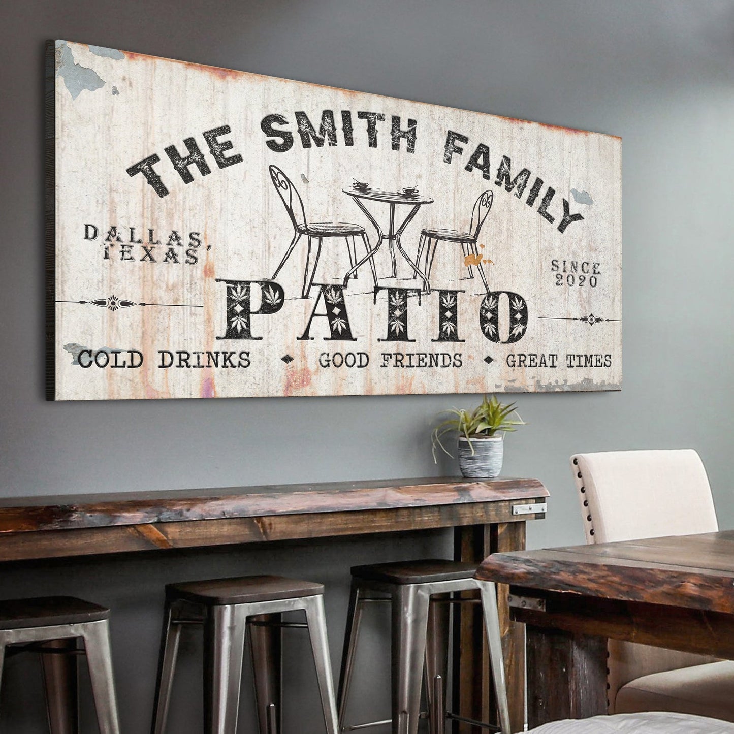 Rustic Style Family Patio Sign-Canvas
